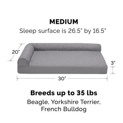 Show full view: FurHaven Paw-Quilted Cooling Gel Top Deluxe Chaise Orthopedic Cat & Dog Bed with Removable Cover, Titanium, Medium slide 3 of 10
