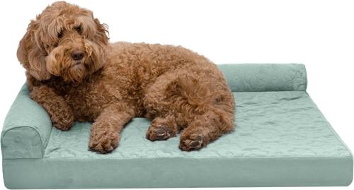 Show full view: FurHaven Paw-Quilted Deluxe Chaise Orthopedic Cat & Dog Bed with Removable Cover, Iceberg Green, Large slide 4 of 10