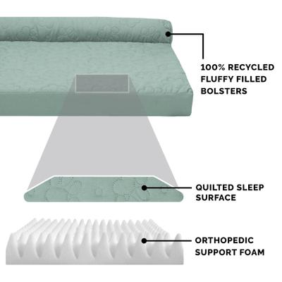 Show full view: FurHaven Paw-Quilted Deluxe Chaise Orthopedic Cat & Dog Bed with Removable Cover, Iceberg Green, Large slide 6 of 10