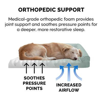 Show full view: FurHaven Paw-Quilted Deluxe Chaise Orthopedic Cat & Dog Bed with Removable Cover, Iceberg Green, Large slide 7 of 10