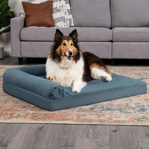 FurHaven Paw-Quilted Full Support Deluxe Chaise Cat & Dog Bed with Removable Cover, Bluestone, Jumbo