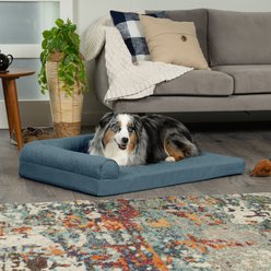 FurHaven Paw-Quilted Full Support Deluxe Chaise Cat & Dog Bed with Removable Cover, Bluestone, Large