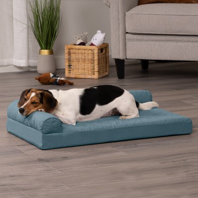 FurHaven FurHaven Paw-Quilted Full Support Deluxe Chaise Cat & Dog Bed with Removable Cover, Bluestone, Medium