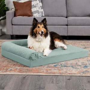 FurHaven Paw-Quilted Full Support Deluxe Chaise Cat & Dog Bed with Removable Cover, Iceberg Green, Jumbo