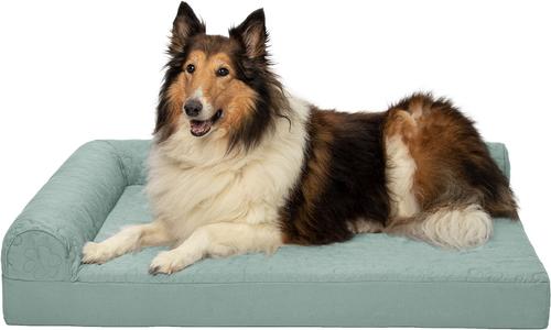 Show full view: FurHaven Paw-Quilted Full Support Deluxe Chaise Cat & Dog Bed with Removable Cover, Iceberg Green, Jumbo slide 4 of 10