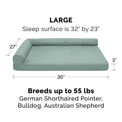 Show full view: FurHaven Paw-Quilted Full Support Deluxe Chaise Cat & Dog Bed with Removable Cover, Iceberg Green, Large slide 3 of 10