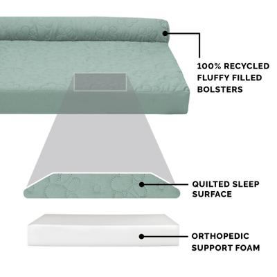 Show full view: FurHaven Paw-Quilted Full Support Deluxe Chaise Cat & Dog Bed with Removable Cover, Iceberg Green, Large slide 7 of 10