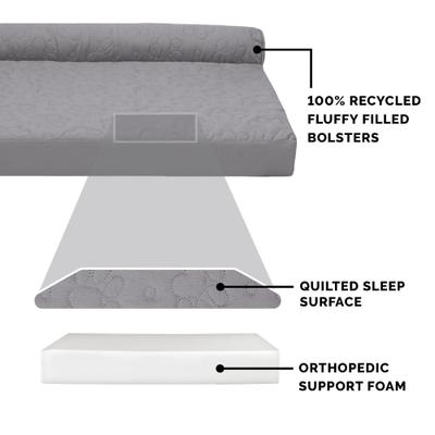 Show full view: FurHaven Paw-Quilted Full Support Deluxe Chaise Cat & Dog Bed with Removable Cover, Titanium, Large slide 6 of 10