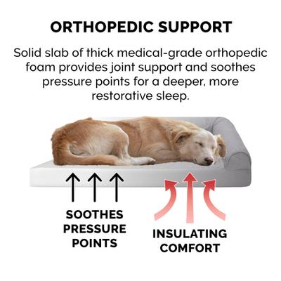 Show full view: FurHaven Paw-Quilted Full Support Deluxe Chaise Cat & Dog Bed with Removable Cover, Titanium, Large slide 7 of 10