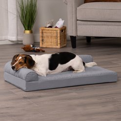 FurHaven Paw-Quilted Full Support Deluxe Chaise Cat & Dog Bed with Removable Cover, Titanium, Medium
