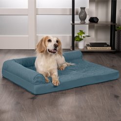 FurHaven Paw-Quilted Memory Top Deluxe Chaise Cat & Dog Bed with Removable Cover, Bluestone, Large