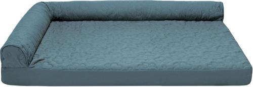 Show full view: FurHaven Paw-Quilted Memory Top Deluxe Chaise Cat & Dog Bed with Removable Cover, Bluestone, Large slide 5 of 10