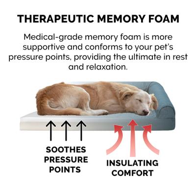 Show full view: FurHaven Paw-Quilted Memory Top Deluxe Chaise Cat & Dog Bed with Removable Cover, Bluestone, Large slide 7 of 10