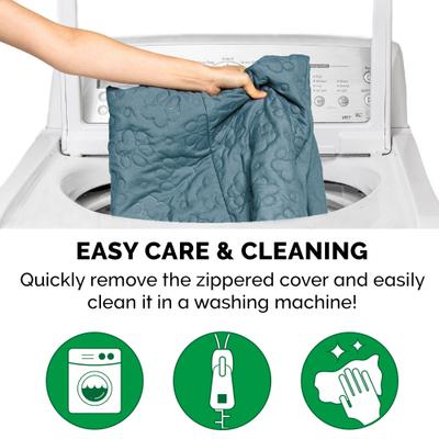 Show full view: FurHaven Paw-Quilted Memory Top Deluxe Chaise Cat & Dog Bed with Removable Cover, Bluestone, Large slide 9 of 10