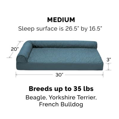 Show full view: FurHaven Paw-Quilted Memory Top Deluxe Chaise Cat & Dog Bed with Removable Cover, Bluestone, Medium slide 3 of 10