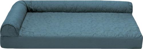 Show full view: FurHaven Paw-Quilted Memory Top Deluxe Chaise Cat & Dog Bed with Removable Cover, Bluestone, Medium slide 5 of 10