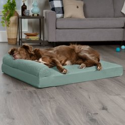 FurHaven Paw-Quilted Memory Top Deluxe Chaise Cat & Dog Bed with Removable Cover, Iceberg Green, Jumbo
