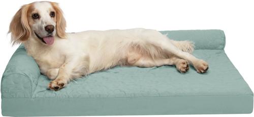Show full view: FurHaven Paw-Quilted Memory Top Deluxe Chaise Cat & Dog Bed with Removable Cover, Iceberg Green, Large slide 4 of 10