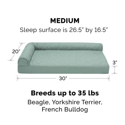 Show full view: FurHaven Paw-Quilted Memory Top Deluxe Chaise Cat & Dog Bed with Removable Cover, Iceberg Green, Medium slide 3 of 10