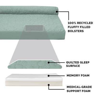 Show full view: FurHaven Paw-Quilted Memory Top Deluxe Chaise Cat & Dog Bed with Removable Cover, Iceberg Green, Medium slide 6 of 10