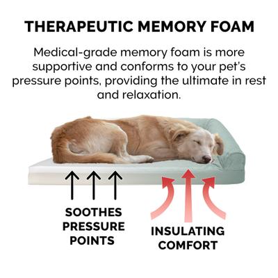 Show full view: FurHaven Paw-Quilted Memory Top Deluxe Chaise Cat & Dog Bed with Removable Cover, Iceberg Green, Medium slide 7 of 10
