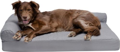Show full view: FurHaven Paw-Quilted Memory Top Deluxe Chaise Cat & Dog Bed with Removable Cover, Titanium, Jumbo slide 4 of 10