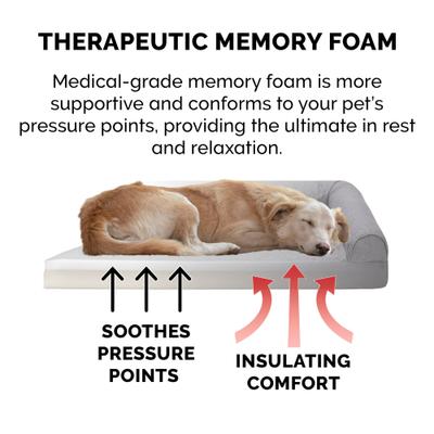 Show full view: FurHaven Paw-Quilted Memory Top Deluxe Chaise Cat & Dog Bed with Removable Cover, Titanium, Jumbo slide 7 of 10
