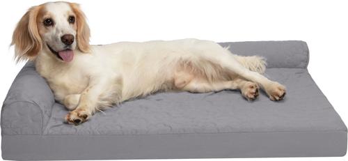 Show full view: FurHaven Paw-Quilted Memory Top Deluxe Chaise Cat & Dog Bed with Removable Cover, Titanium, Large slide 4 of 10