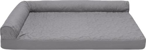 Show full view: FurHaven Paw-Quilted Memory Top Deluxe Chaise Cat & Dog Bed with Removable Cover, Titanium, Large slide 5 of 10