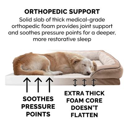 Show full view: FurHaven Perfect Comfort Velvet Waves Full Support Sofa Dog & Cat Bed, Brownstone, Medium slide 7 of 10