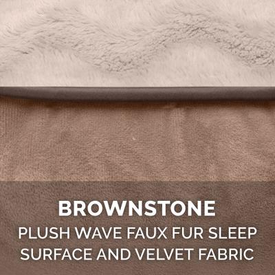 Show full view: FurHaven Perfect Comfort Velvet Waves Full Support Sofa Dog & Cat Bed, Brownstone, Medium slide 9 of 10