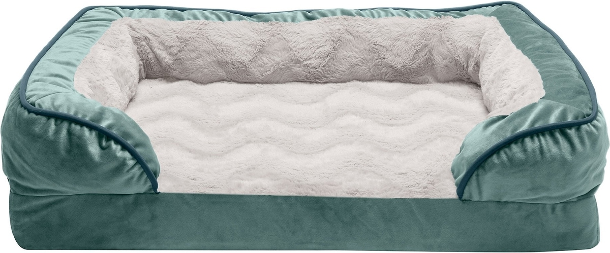 Perfect Comfort FURHAVEN Perfect Comfort Velvet Waves Full Support Sofa Dog & Cat Bed ...