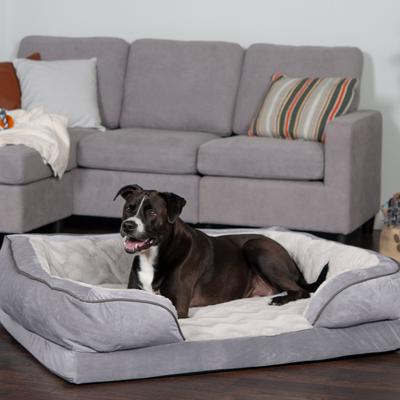Show full view: FurHaven Perfect Comfort Velvet Waves Full Support Sofa Dog & Cat Bed, Granite Gray, Jumbo slide 1 of 10