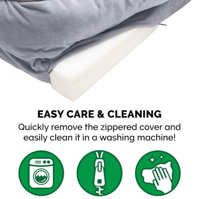 Show full view: FurHaven Perfect Comfort Velvet Waves Full Support Sofa Dog & Cat Bed, Granite Gray, Jumbo slide 8 of 10