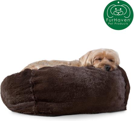Show full view: FurHaven Plush Ball Pillow Dog Bed with Removable Cover, Espresso, Small slide 4 of 13