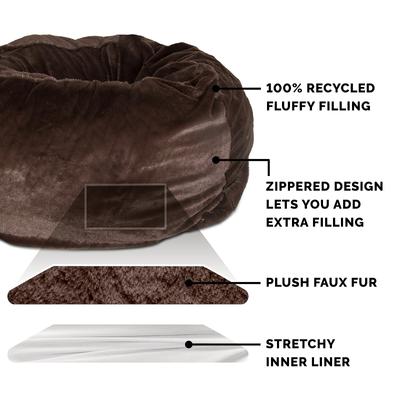 Show full view: FurHaven Plush Ball Pillow Dog Bed with Removable Cover, Espresso, Small slide 6 of 13
