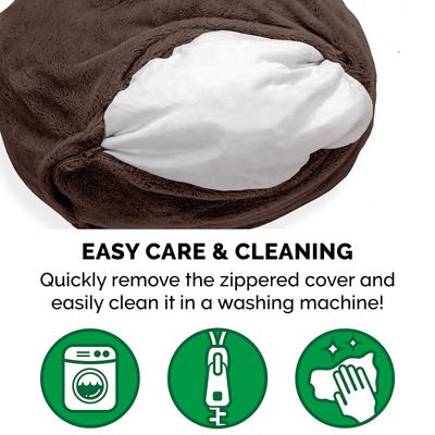 Show full view: FurHaven Plush Ball Pillow Dog Bed with Removable Cover, Espresso, Small slide 9 of 13