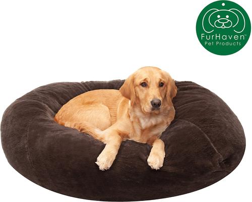 Show full view: FurHaven Plush Ball Pillow Dog Bed with Removable Cover, Espresso, X-Large slide 4 of 13