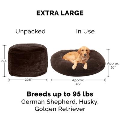 Show full view: FurHaven Plush Ball Pillow Dog Bed with Removable Cover, Espresso, X-Large slide 5 of 13