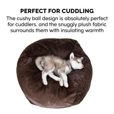 Show full view: FurHaven Plush Ball Pillow Dog Bed with Removable Cover, Espresso, X-Large slide 8 of 13