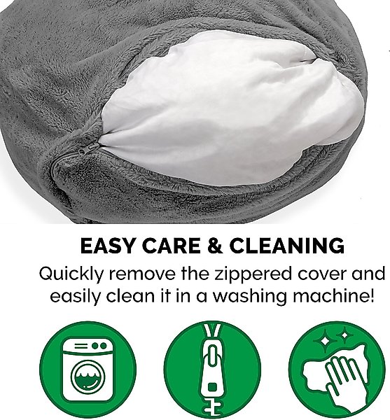 Show full view: FurHaven Plush Ball Pillow Dog Bed with Removable Cover, Gray Mist, Medium slide 9 of 13