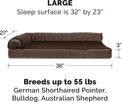FurHaven Plush Deluxe Chaise Cooling Gel Cat & Dog Bed with Removable Cover, Sable Brown, Large slide 2 of 9