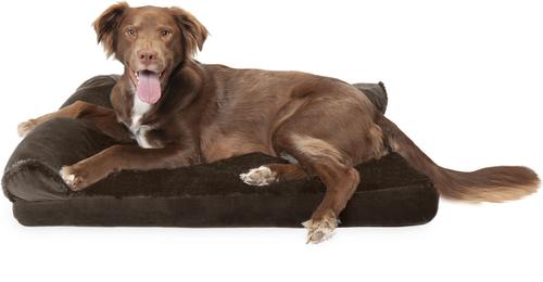Show full view: FurHaven Plush Deluxe Chaise Cooling Gel Cat & Dog Bed with Removable Cover, Sable Brown, Large slide 4 of 10