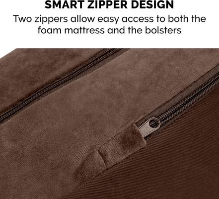 Show full view: FurHaven Plush Deluxe Chaise Cooling Gel Cat & Dog Bed with Removable Cover, Sable Brown, Large slide 8 of 10