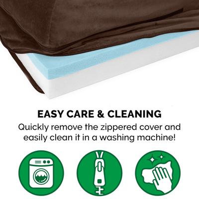 Show full view: FurHaven Plush Deluxe Chaise Cooling Gel Cat & Dog Bed with Removable Cover, Sable Brown, Large slide 9 of 10