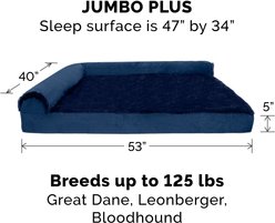 FurHaven Plush Deluxe Chaise Memory Top Cat & Dog Bed with Removable Cover, Deep Sapphire, Jumbo Plus slide 2 of 9