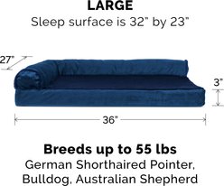 FurHaven Plush Deluxe Chaise Memory Top Cat & Dog Bed with Removable Cover, Deep Sapphire, Large slide 2 of 9
