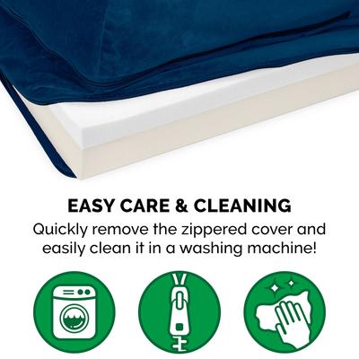 Show full view: FurHaven Plush Deluxe Chaise Memory Top Cat & Dog Bed with Removable Cover, Deep Sapphire, Large slide 10 of 11