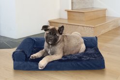 FurHaven Plush Deluxe Chaise Memory Top Cat & Dog Bed with Removable Cover, Deep Sapphire, Medium slide 1 of 9