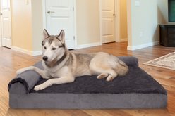 FurHaven Plush Deluxe Chaise Memory Top Cat & Dog Bed with Removable Cover, Platinum Gray, Jumbo